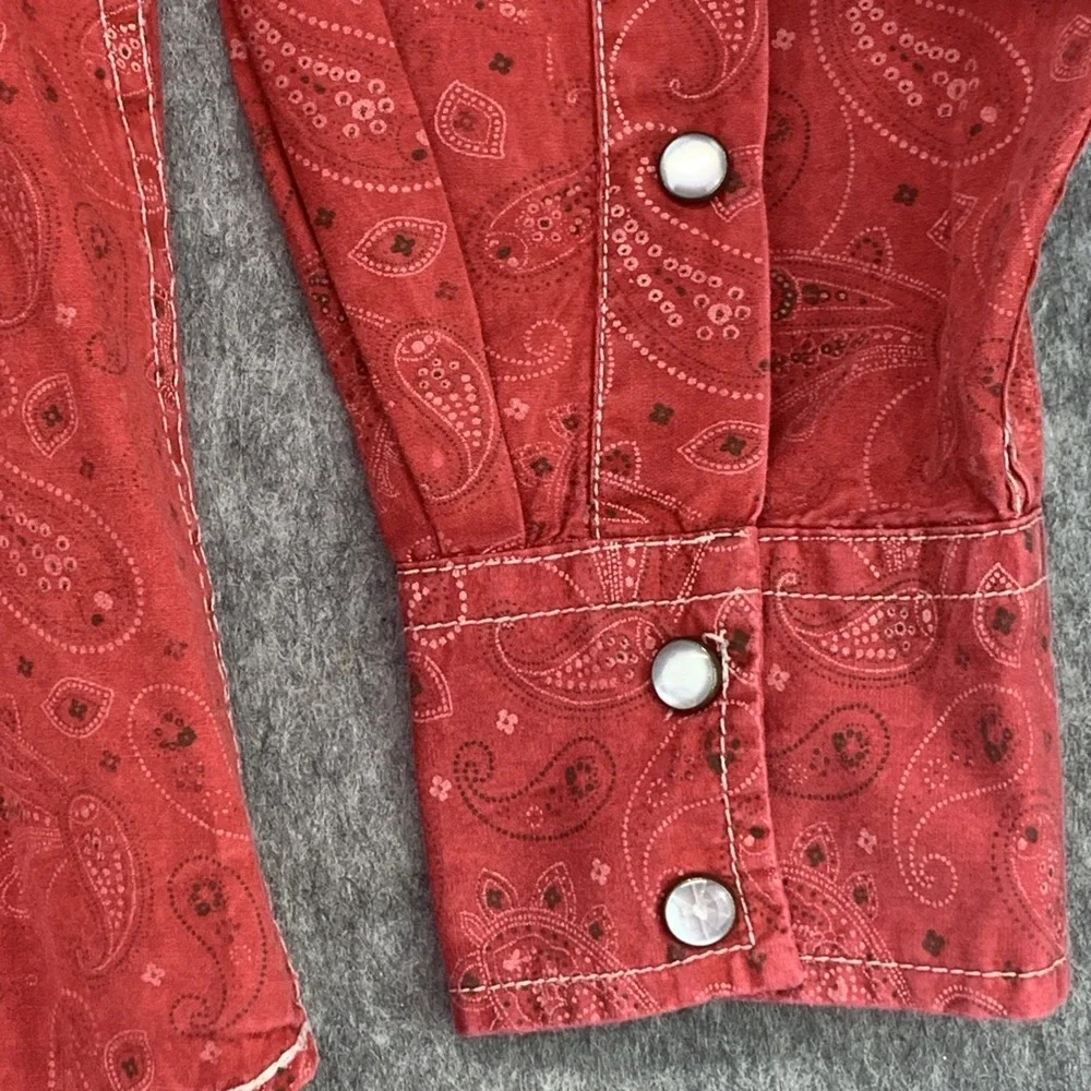 Larry Mahan Red Paisley Men's XL Cowboy Collection Pearl Snap Shirt 100% Cotton - Picture 6 of 11